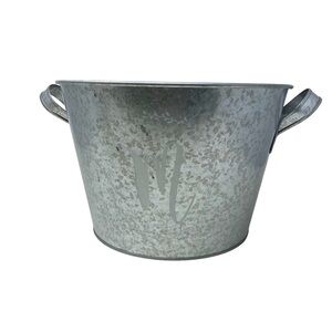 Galvanized | Monogrammed “M” | Bucket with Handles | 12”x8”
